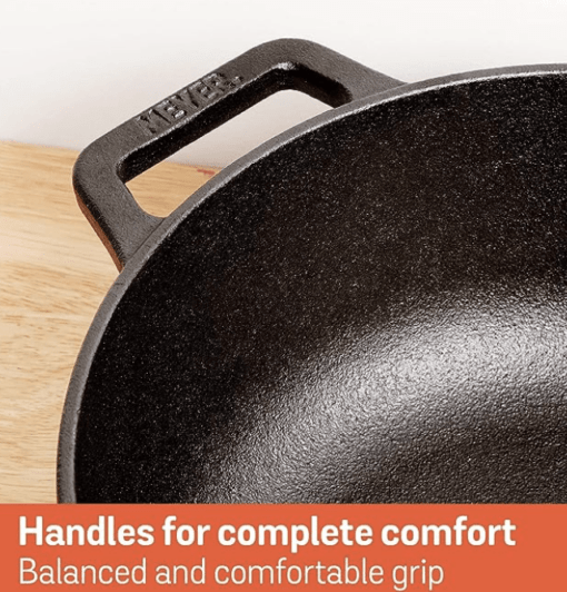 Meyer Pre-Seasoned Cast Iron Dutch Oven | Biryani Pot | Cast Iron Casserole with Heavy Bottom |Cooking Pot with Lid| Biryani Pot Induction Bottom| Stew Pot| Cast Iron Cookware, 20cm/ 2.8 Litre, Black - Image 4